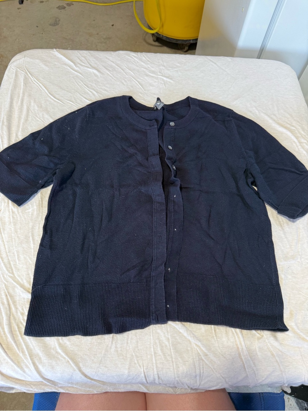 Eddie Bauer Navy Short-Sleeve Button-Front Cardigan
